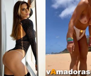 Video Aricia Silva mostrando peitos na praia